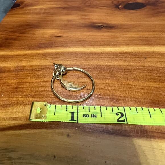 Vintage Celestial Man In The Moon Dangle Earrings Gold Tone Boho - Picture 5 of 5